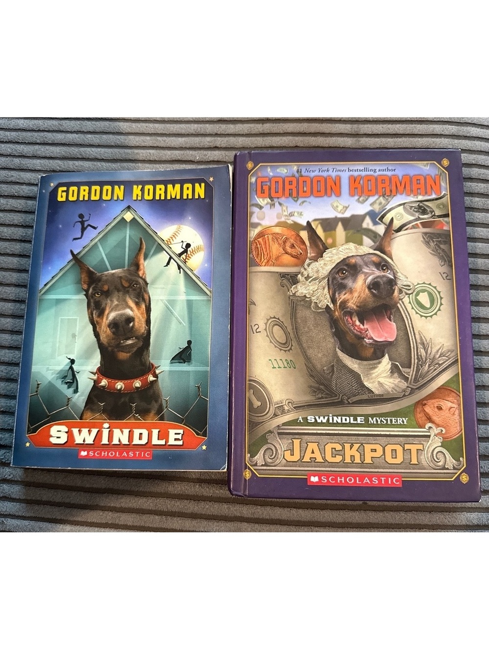 Swindle and Jackpot by Gordon Korman - Hardcover Books Set